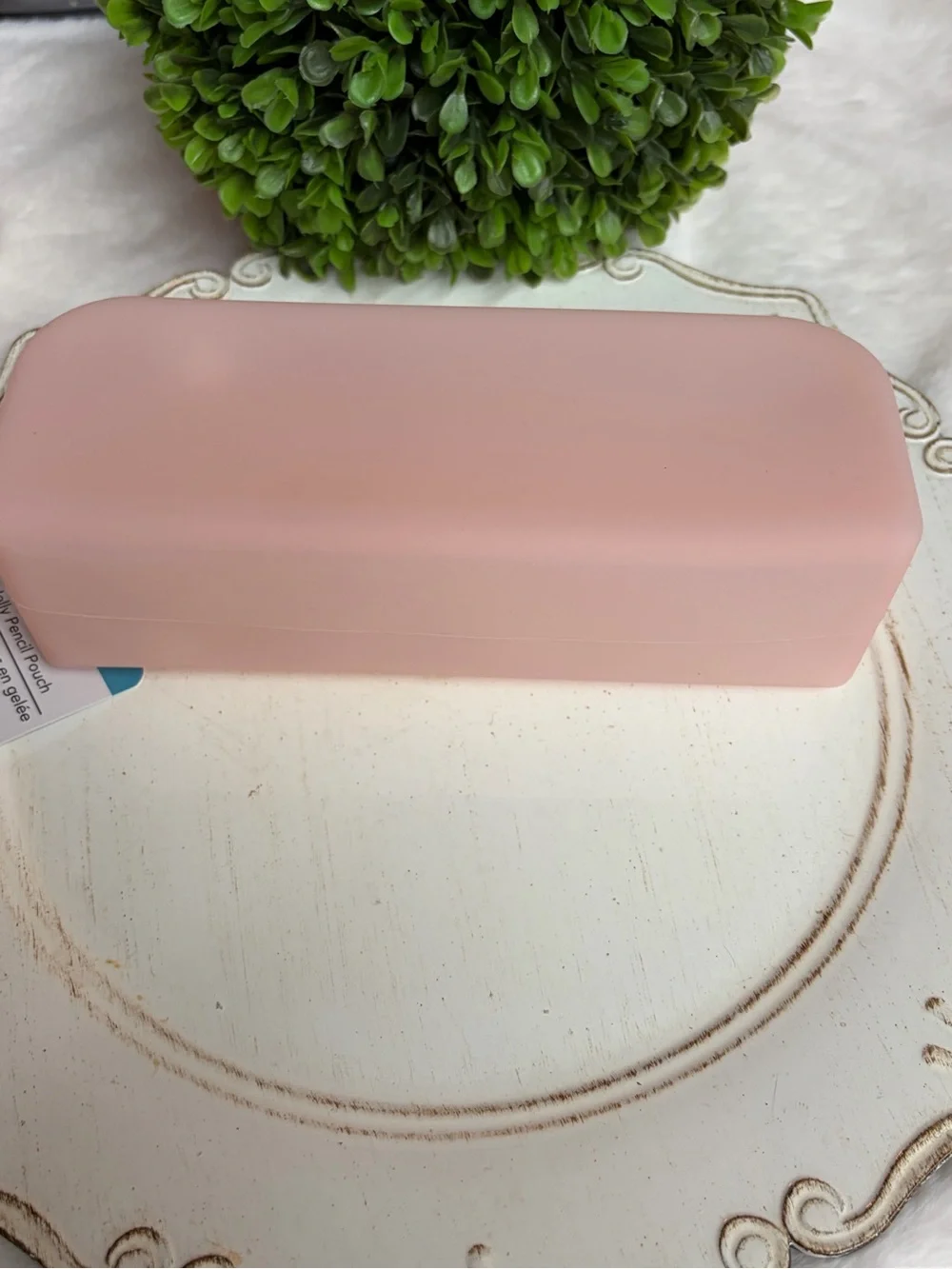 Blush Pink Silicone Zip Pencil Case with Lavender Zipper